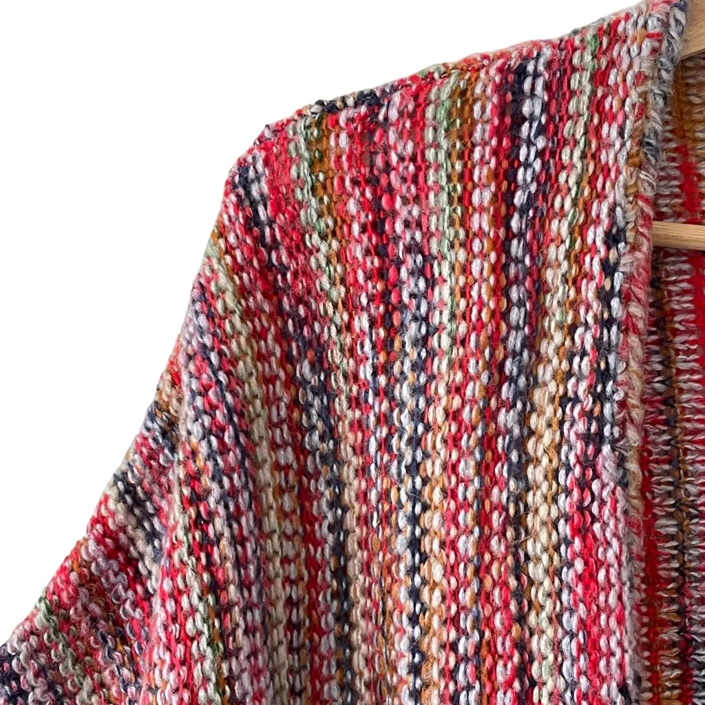 POL Red Rainbow Open Front Kimono Sweater M - Image 9