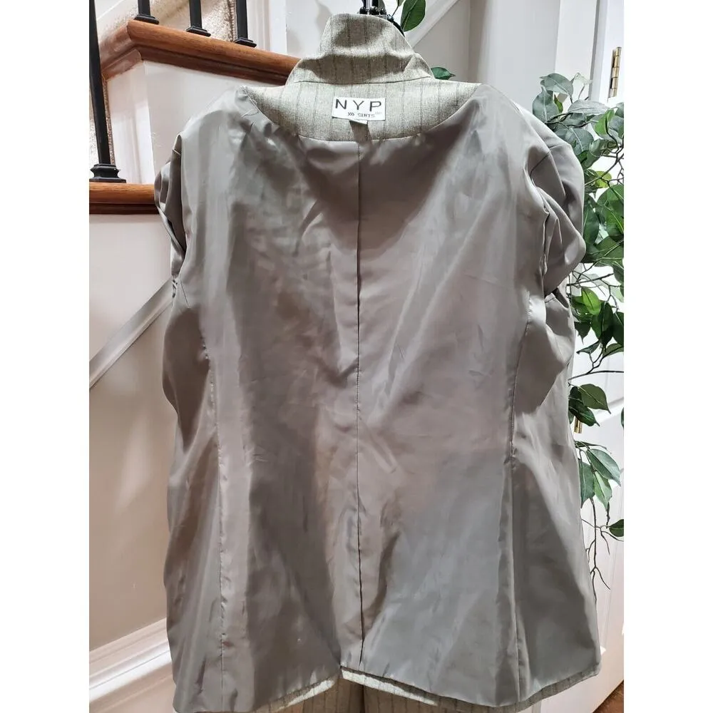 NYP Women's Beige Striped Polyester Single Breasted Blazer & Pant 2 Pc's Suit 18 - Image 9