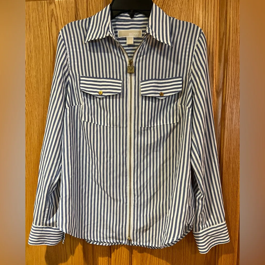 MICHAEL‎ Michael Kors Roll Tab Dog Tag Zipper Pull Stripe Button - Image 2