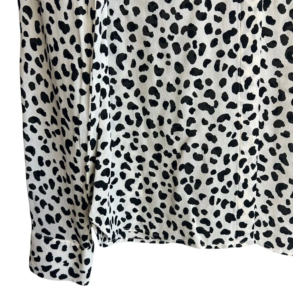 Reformation Blouse Medium Womens Leopard Print Violet Button Up Career Work - Image 5