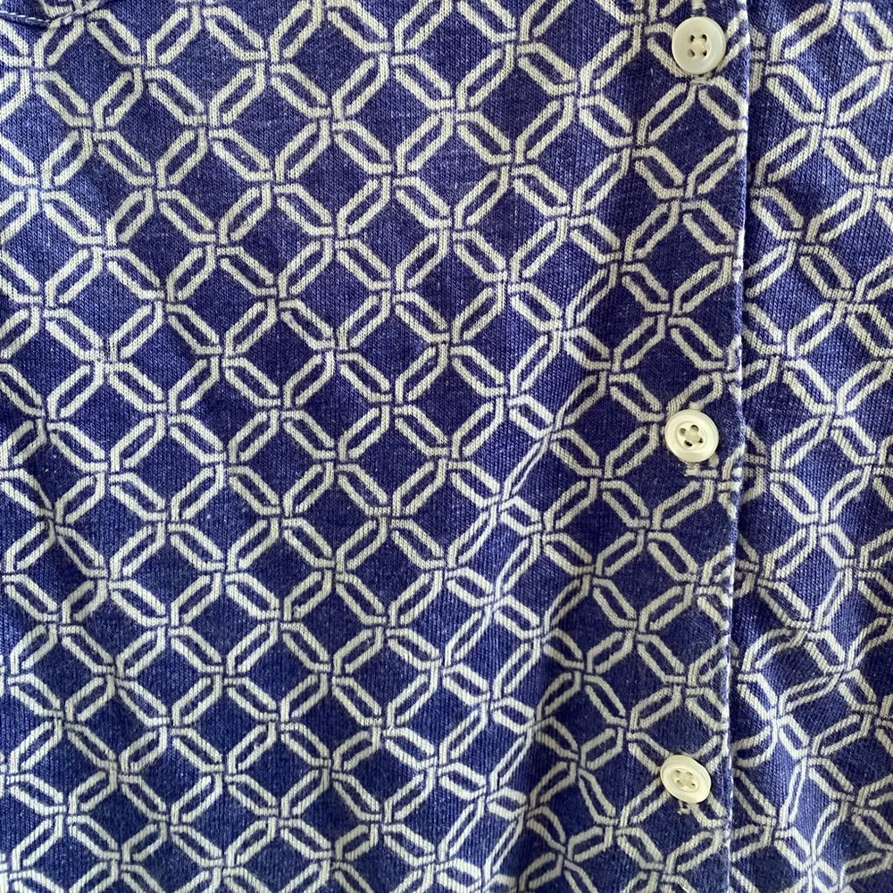 J. McLaughlin Blue & White Brynn Geometric Linen Button Down Shirt Size Medium - Image 8
