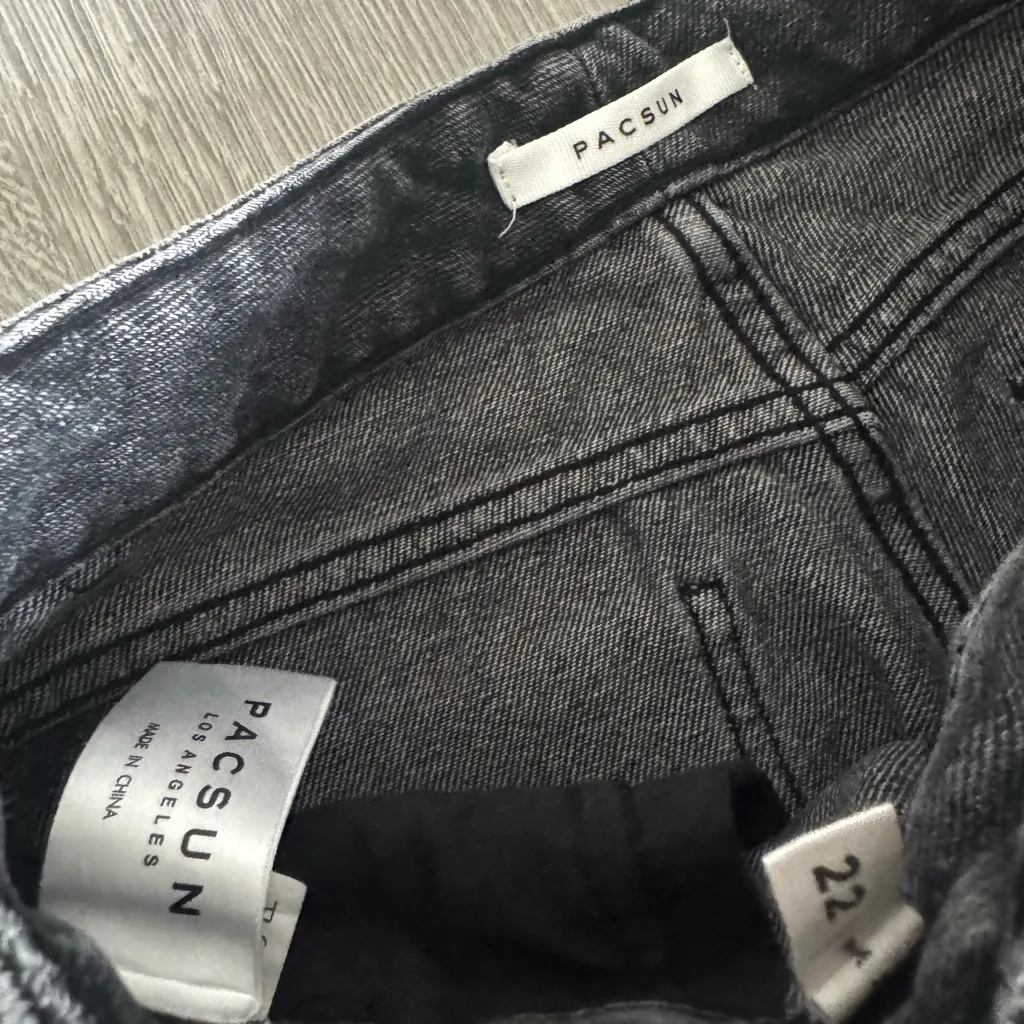 Pacsun Grey Distressed Denim Straight Leg Jeans - Image 4