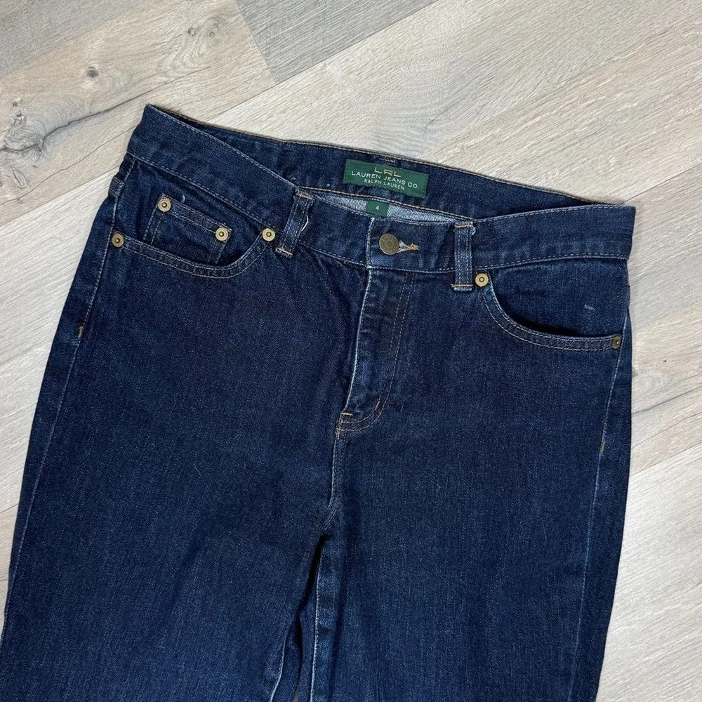 Lauren Ralph Lauren Bootcut Mid Rise Jeans Dark Blue 4 Western Preppy Classic - Image 4
