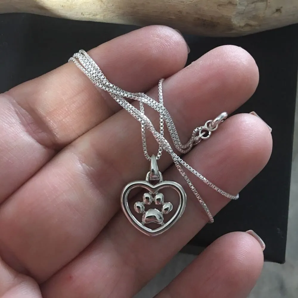 Paw Print Sterling Silver Necklace Silver - Image 4