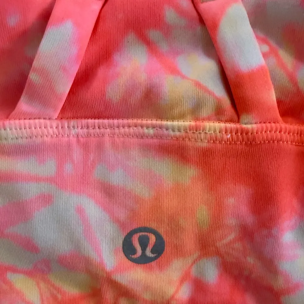 Lululemon Energy Bra HighNeck LongLine Shibori Dual Grapefruit Florid Orange Sz4 - Image 7
