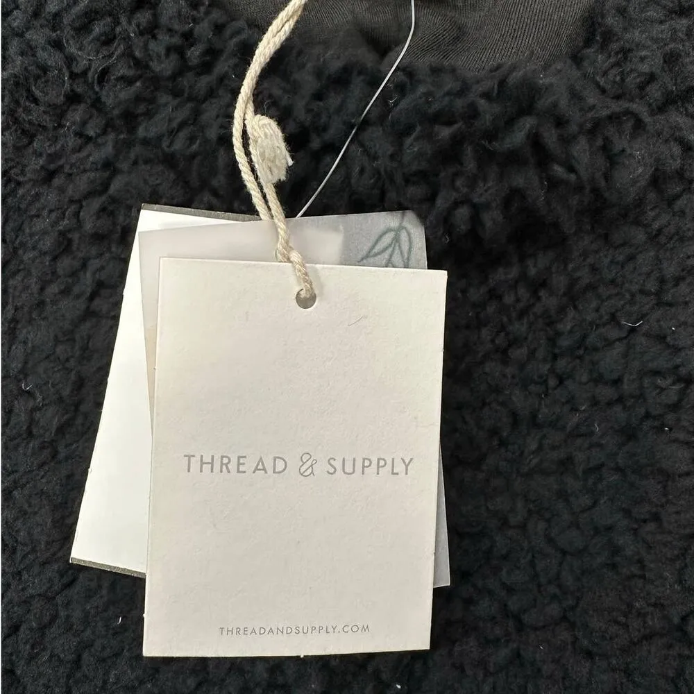 Thread & Supply | NWT | Small | Black Crewneck Teddy Bear Sherpa Fleece Pullover - Image 6