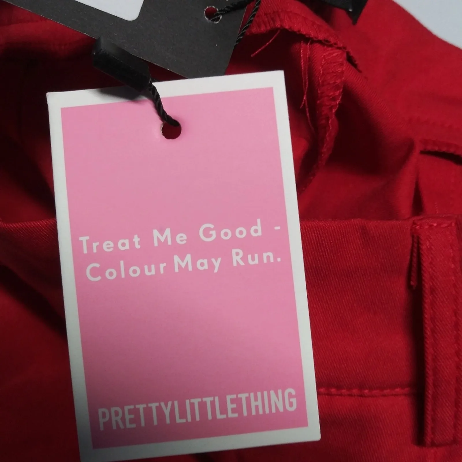 Pretty Little Thing Petite Red Buckle Detail Cargo Wide Leg Pants  Size 2 - Image 6