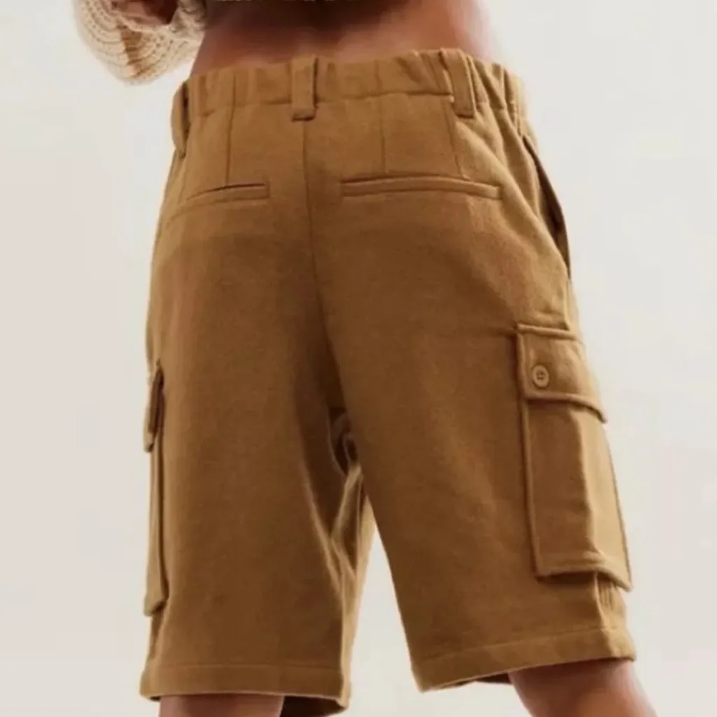 NWOT Free People Charli Wool Longline Cargo Shorts In Bronze‎ Brown Size XS - Image 13
