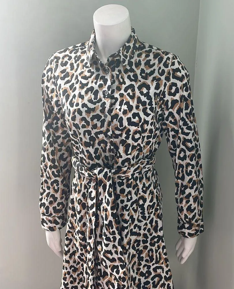 J. Crew Leopard Belted Shirt Dress Size 6 - Image 6