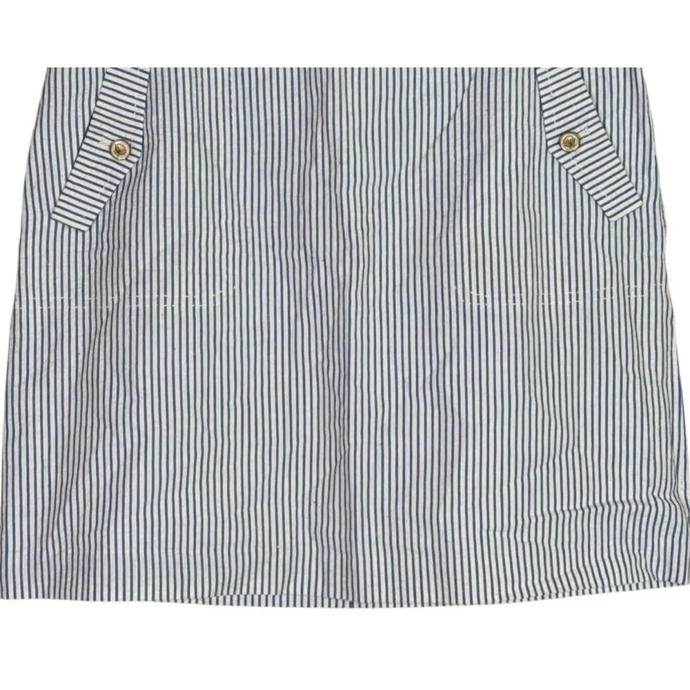 J. McLaughlin Nautical Seersucker Stripe Mini Skirt Pockets 10 Blue White #3469 - Image 3