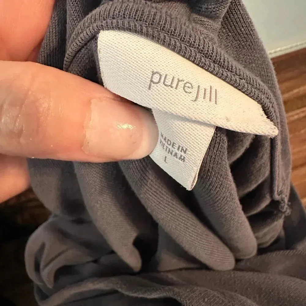 Pure Jill Cardigan Size Large Gray Long Coastal Loose Flowy - Image 6