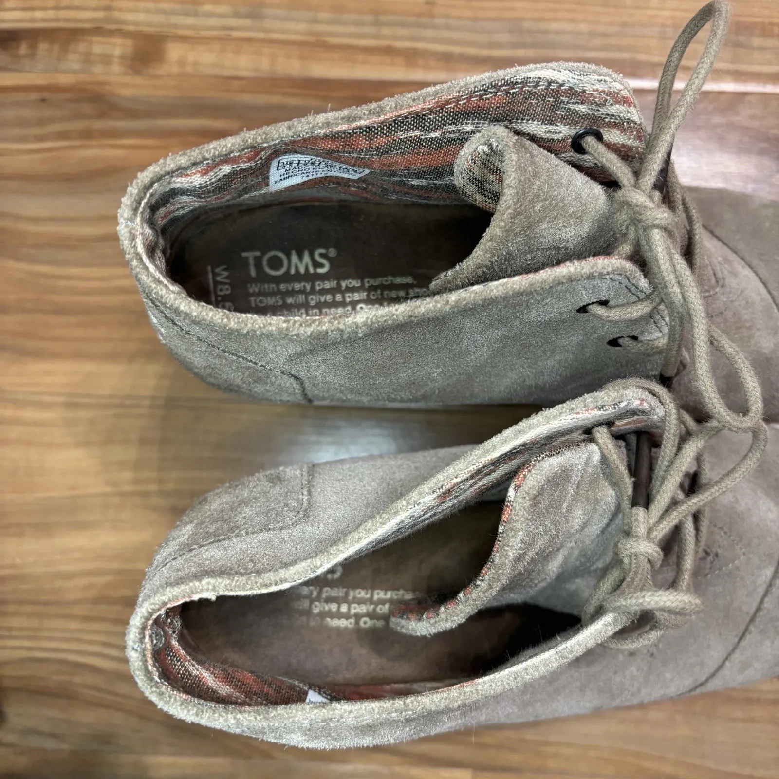 Toms Boots Womens 8.5 Wedge Desert Ankle Booties Brown Suede Lace Up‎ 741115 - Image 7