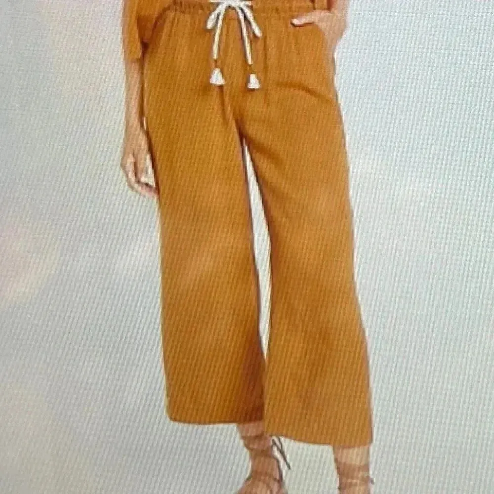 Old Navy Black Y2K Drawstring High Waisted Textured Soft  Wide Leg Cozy Pants S - Image 11