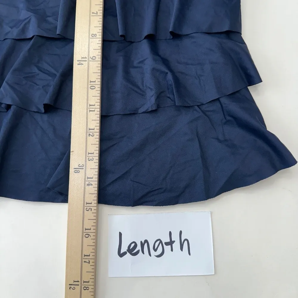 Michael Kors Ruffled Swim Top Strapless Tiered Navy Blue Swimsuit Cover Up Large - Image 7