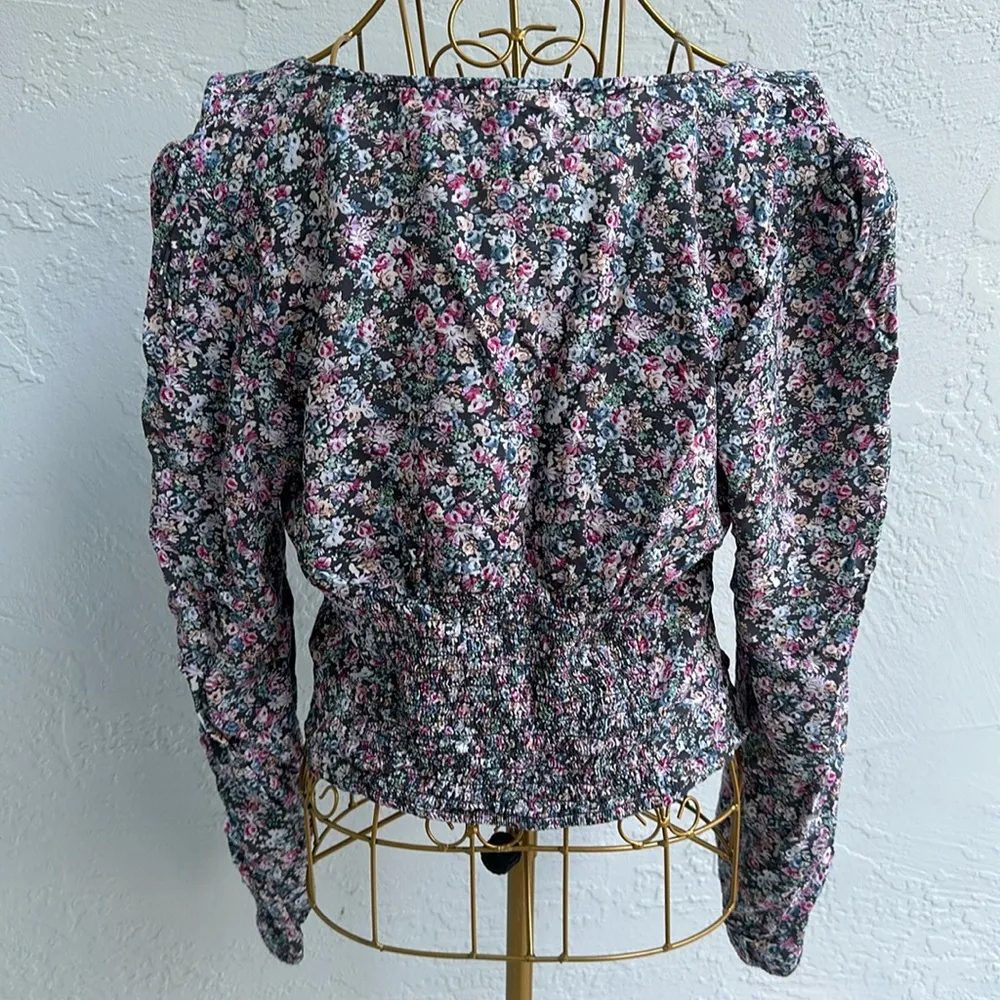 Wild Fable Floral Cropped Ruched Top long sleeve Size XXL - Image 2
