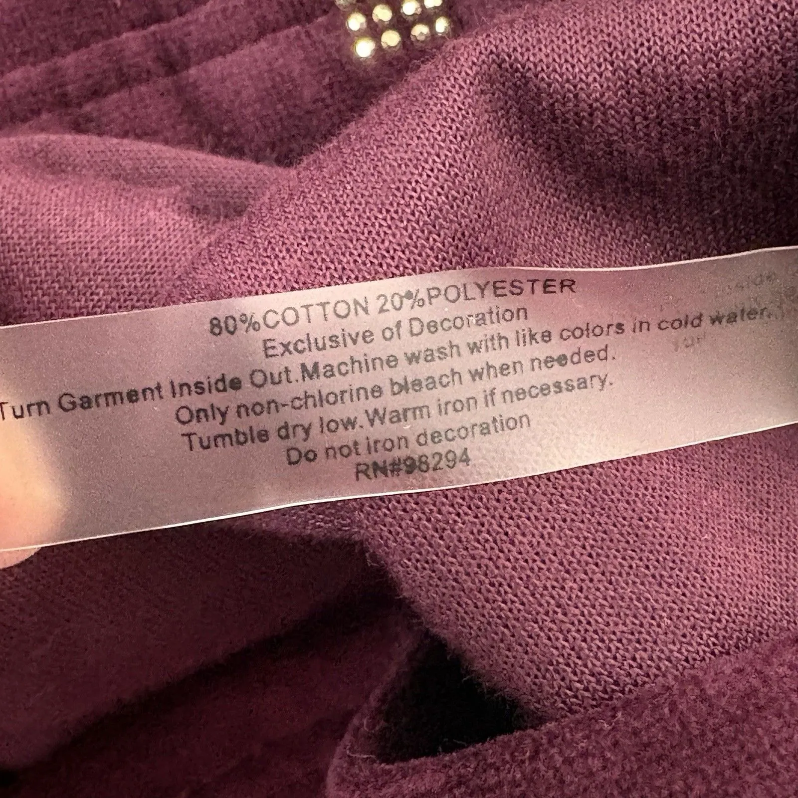 Onque Casuals Burgundy Velour Full Zip Jacket With Rhinestone Accents Women’s L Size L - Image 8