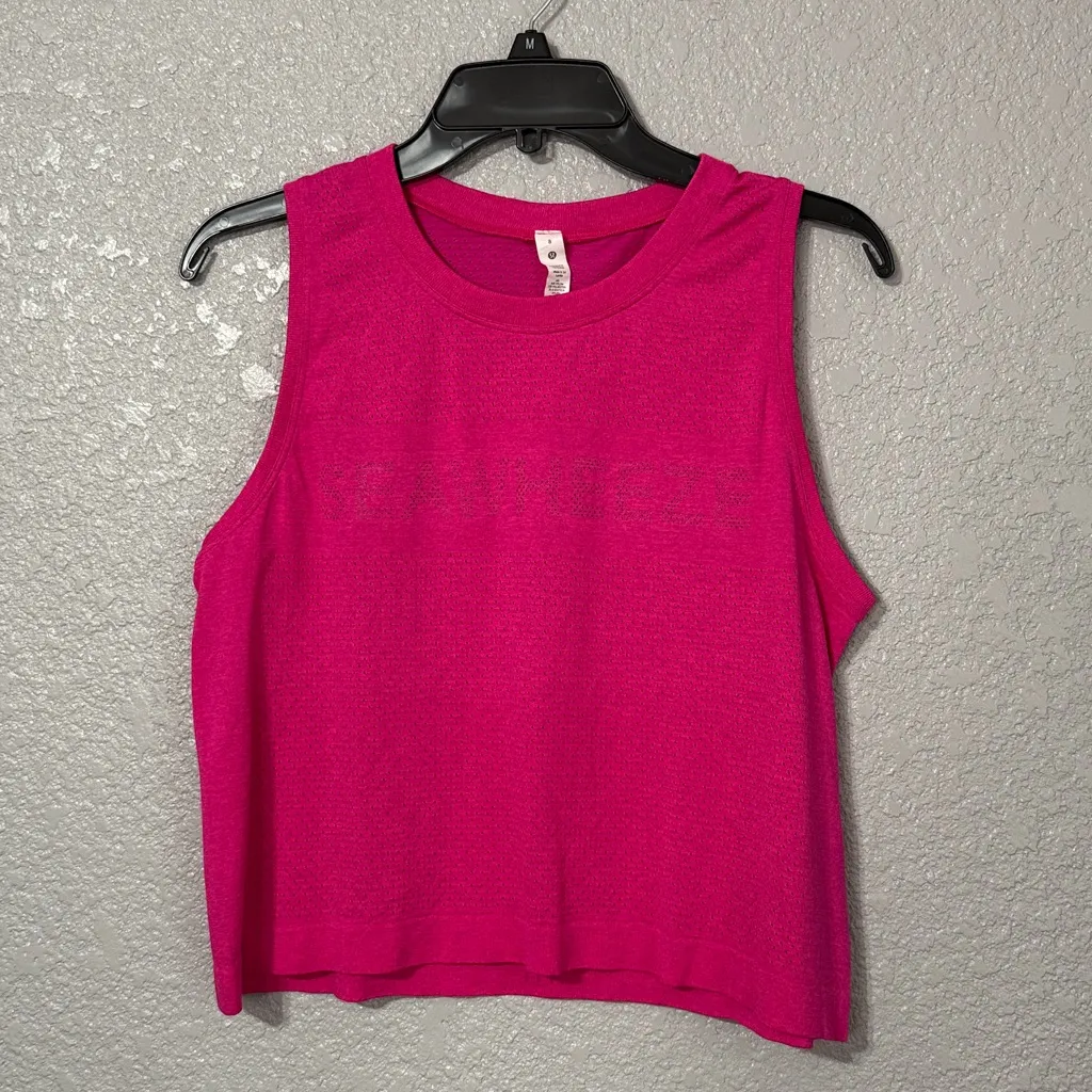 Lululemon SeaWheeze Swiftly Breathe Cropped Tank Top size 8 raspberry glo - Image 4