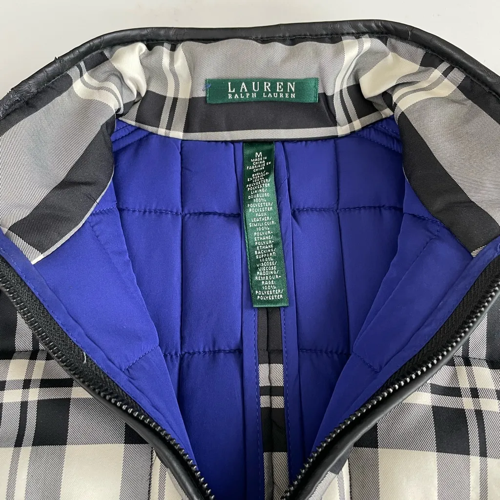 Lauren Ralph Lauren Black White Plaid Vest Size Medium - Image 4