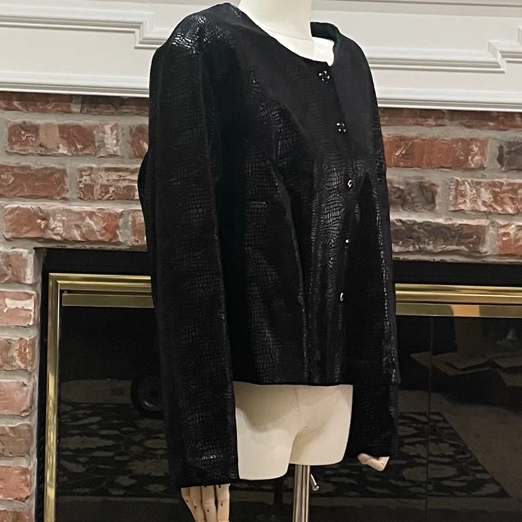 Citi Dress VTG 80s shimmery black croc print jacket / XL / Excellent condition - Image 2