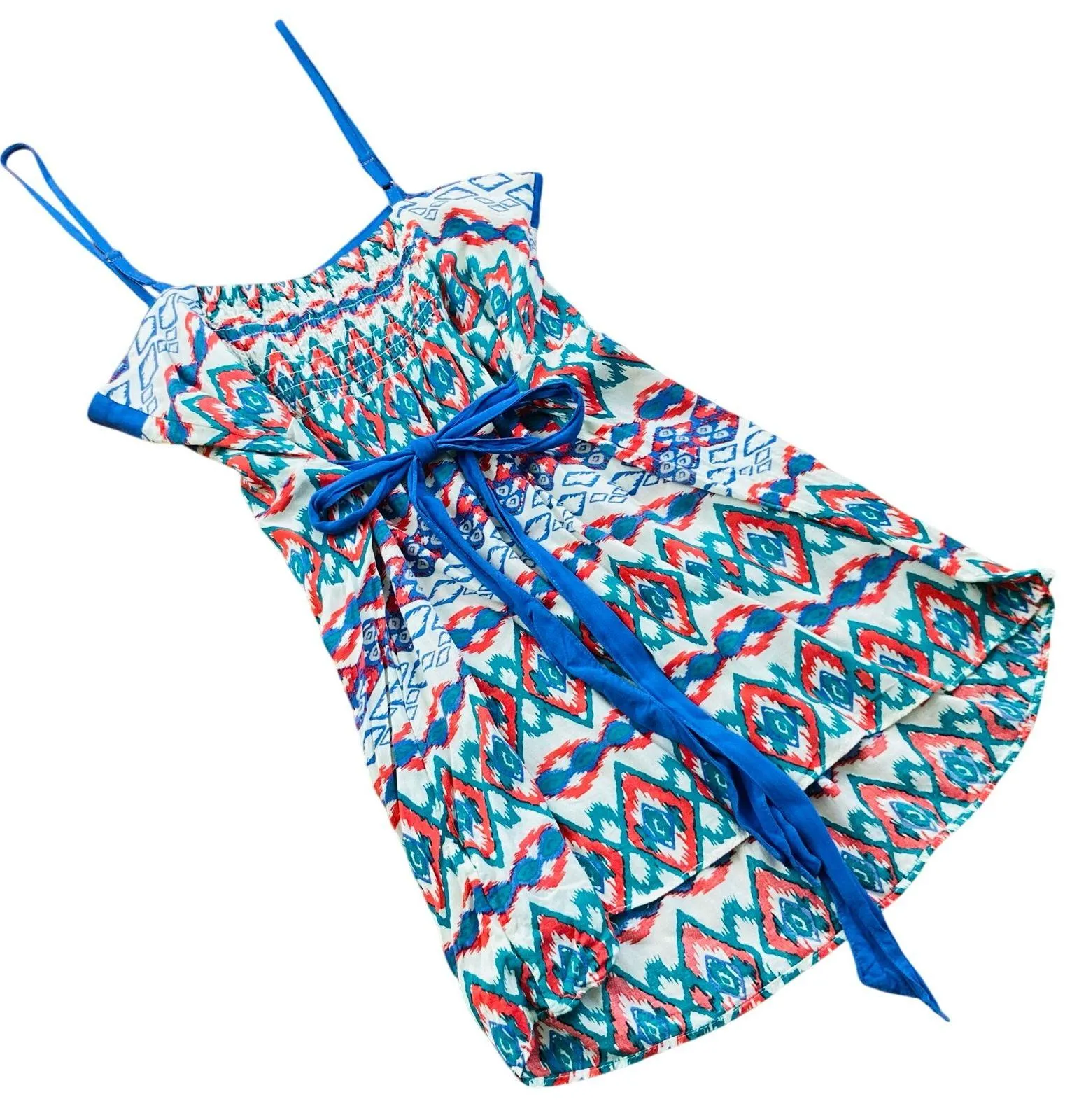 Y2K Forever 21 Juniors S Multicolor Tribal Babydoll Long Tank Top Southwest Boho - Image 2