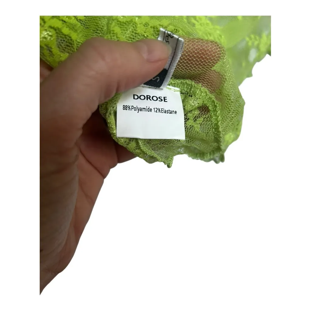 Women Y2k Style Lace Layering Tops Long Sleeve Mock Neck Sheer Green - Image 4