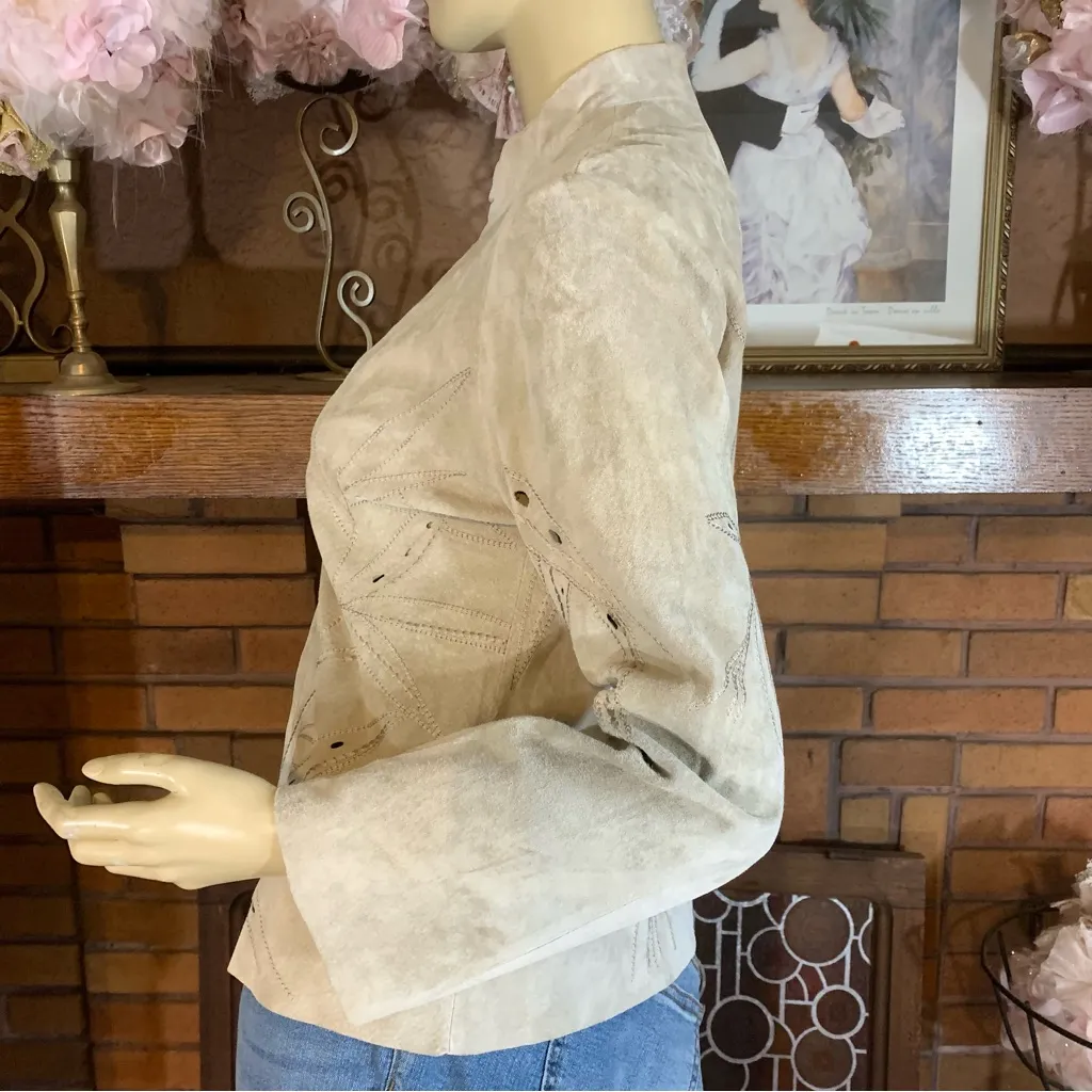 EXPRESS VINTAGE 1990'S TAUPE SUEDE SKIRT & JACKET SET (1/2) - Image 8