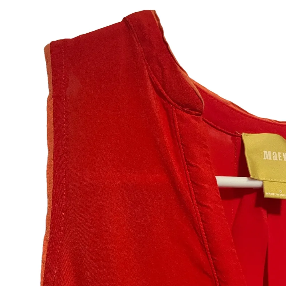 Maeve Anthropologie Bright Red Coral Sleeveless Top Women 6 Rayon  Flowy Airy - Image 11