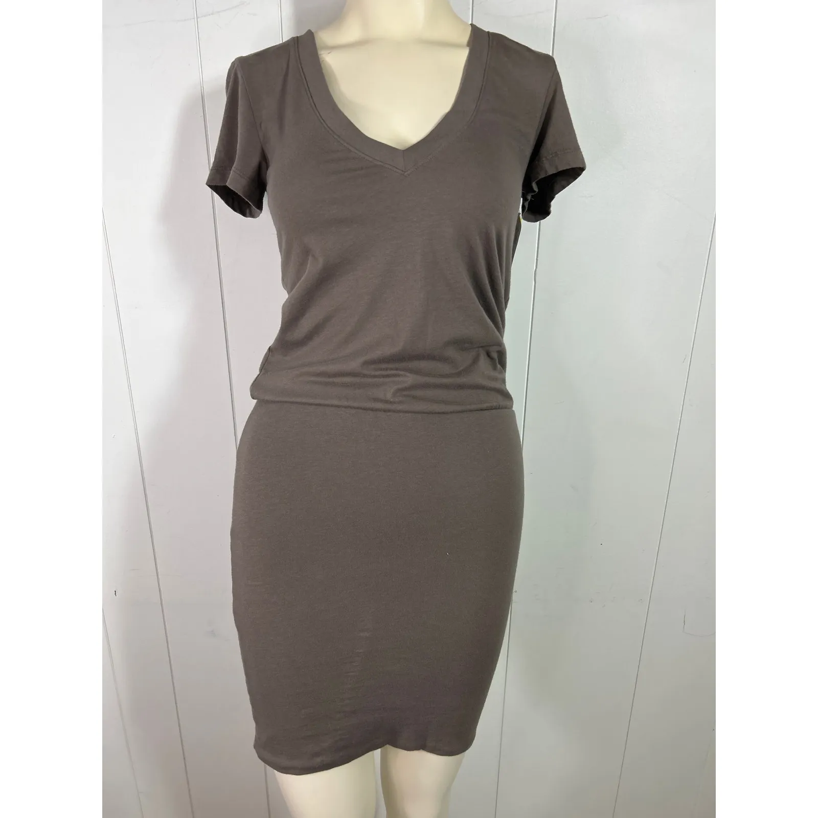 James Perse V-Neck T-Shirt Blouson Dress in Gray. NWOT. Size XS - Image 3