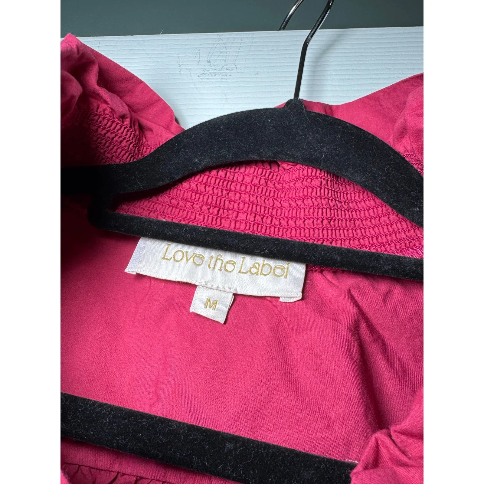 Love the Label Pink Ruffle, Embroidered Puff Sleeve Top M - Image 2