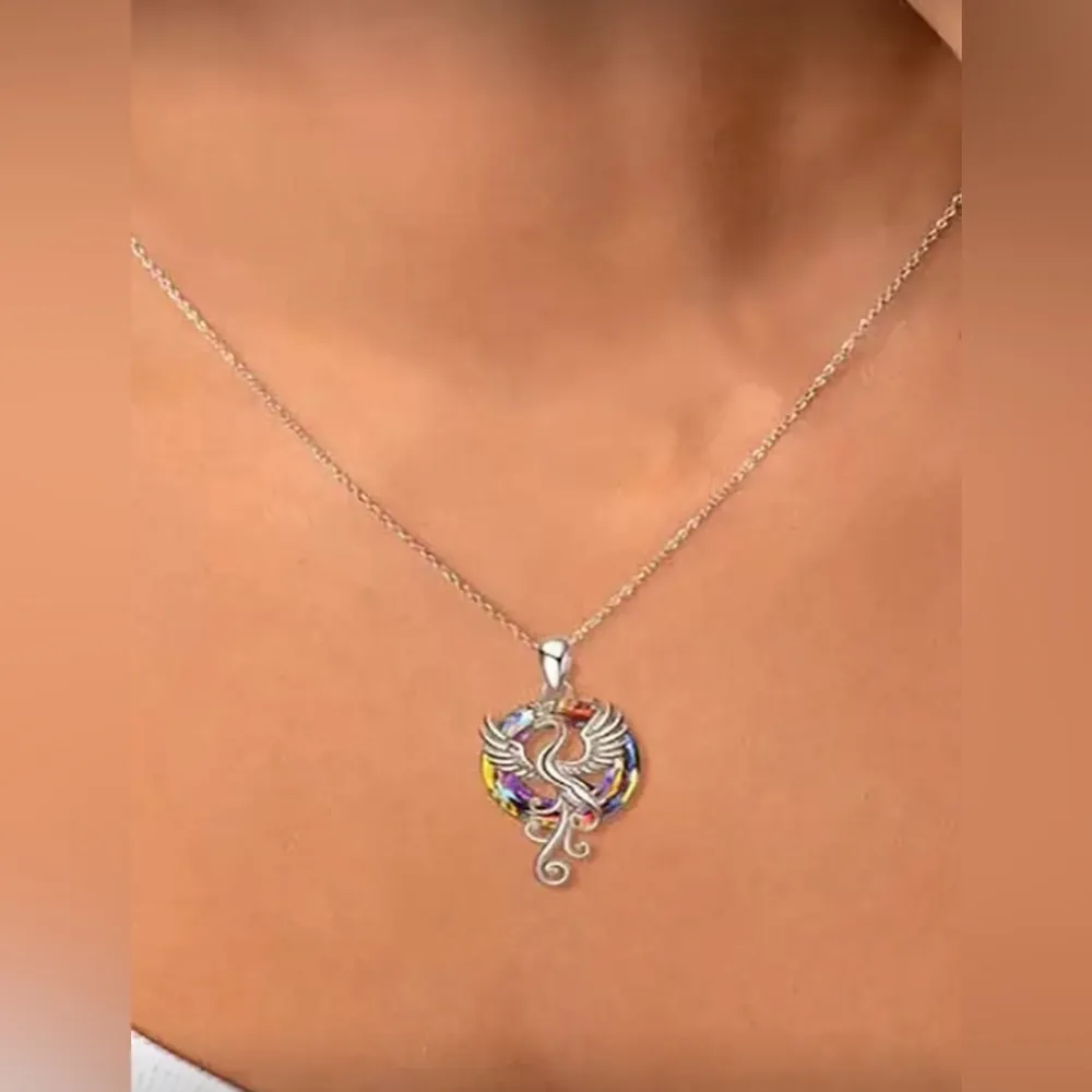 Silver Phoenix Pendant Necklace - Image 4