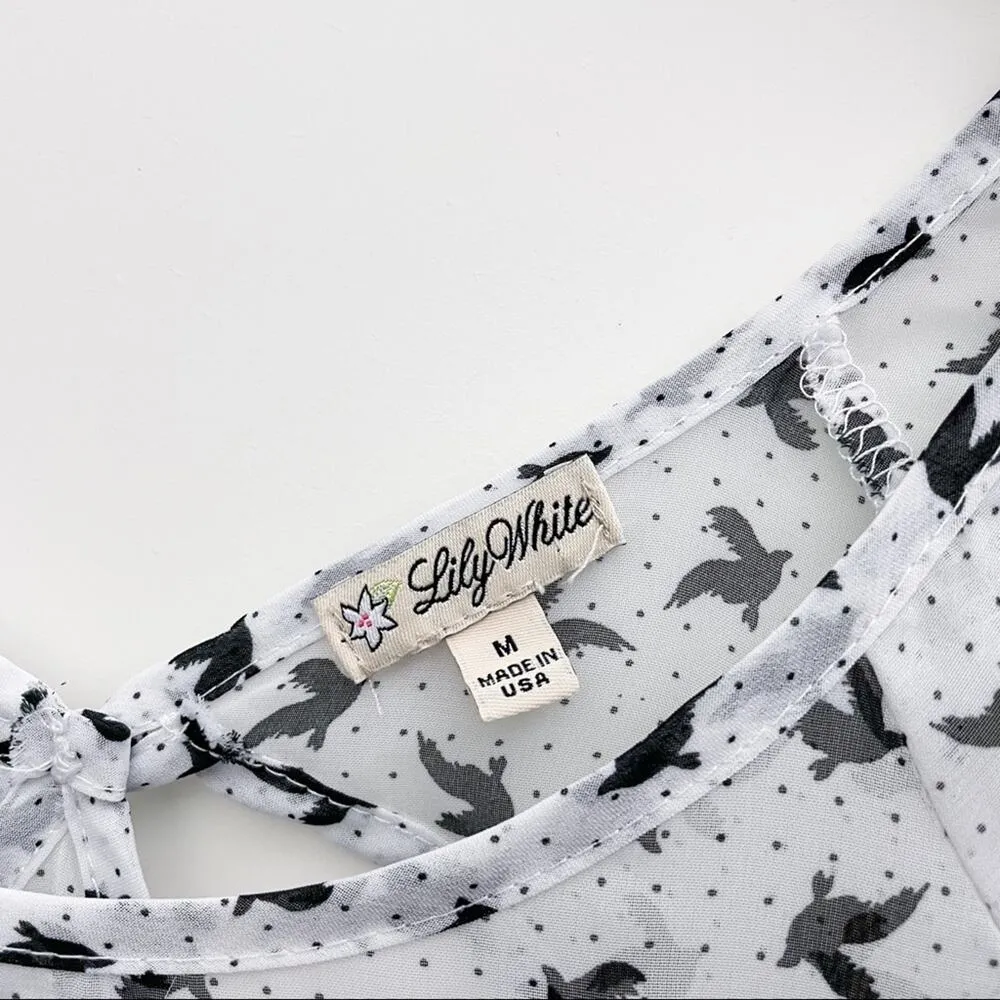 Lily White  Bird Print Sheer Top - Image 3