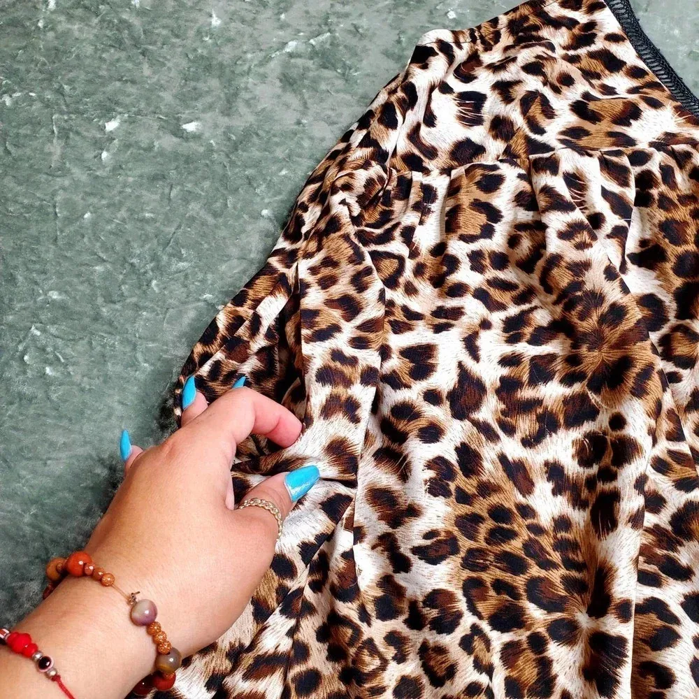 Byegreis Celeste Leopard Print Maxi Dress Brown Size M - Image 5