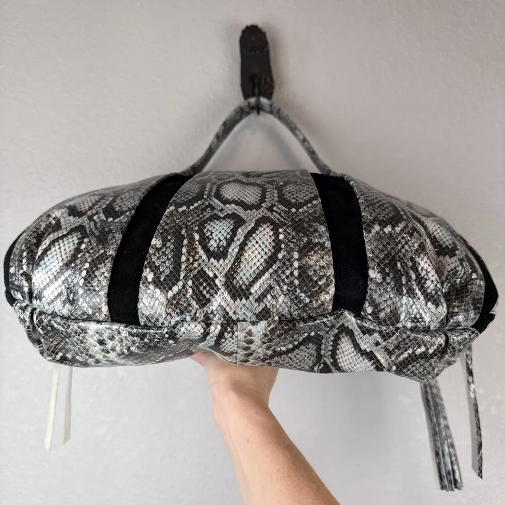 Aimee Kestenberg Tuscany Hobo Purse Shoulder Bag Suede Animal Print Leather - Image 5