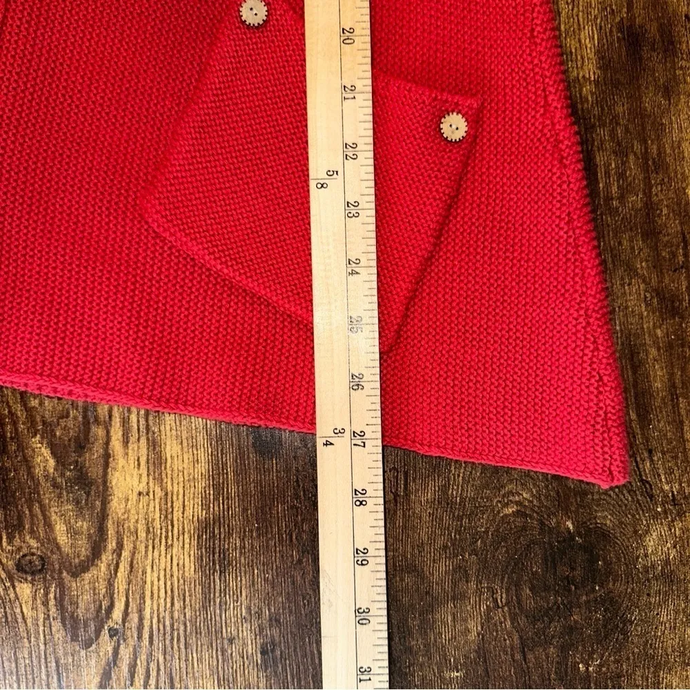 Habitat Sweater Womens Small Red Peruvian Double Knit V-Neck Festive Y2K Boho - Image 6