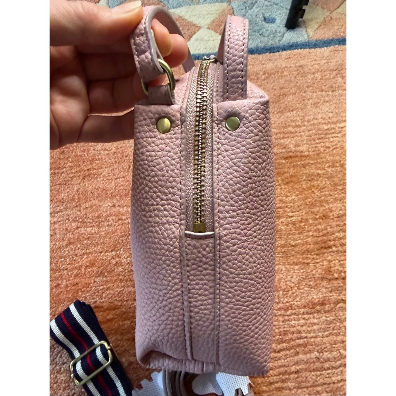 Dessin Pink 3 Way Mini Boston Bag Vegan Leather Crossbody Top Handle - Image 3