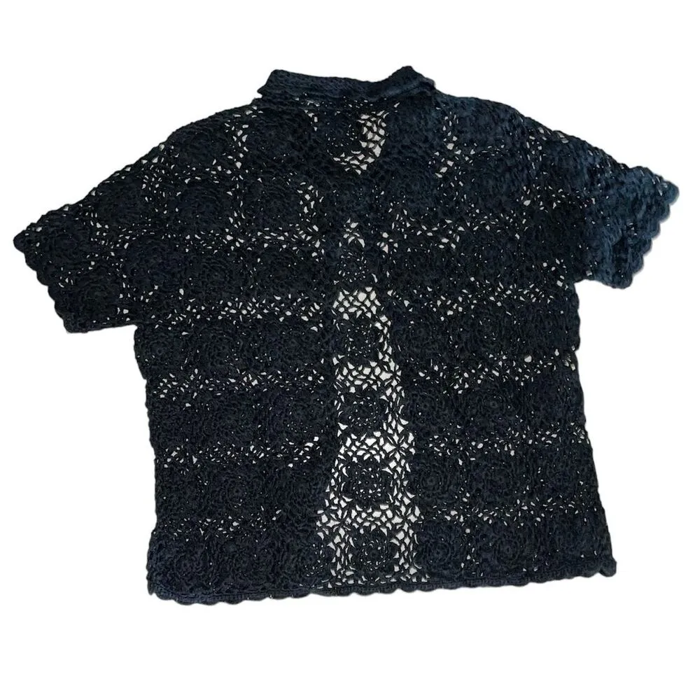 Outfit Petite JPR Black Floral Crochet Short Sleeve Cardigan Petite - Image 2