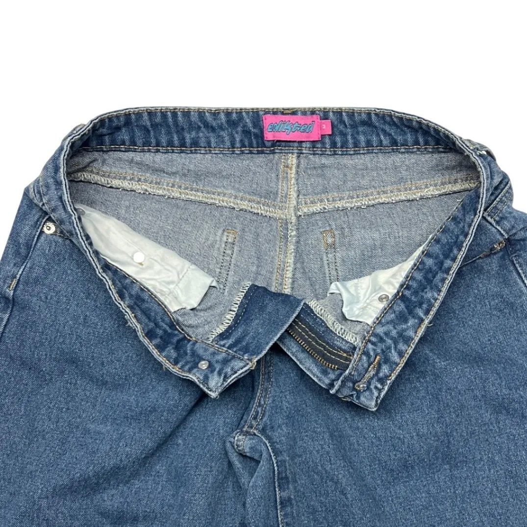 Edikted Wide Leg Denim Jeans Women's Size Medium Blue 100% Cotton EUC - Image 4