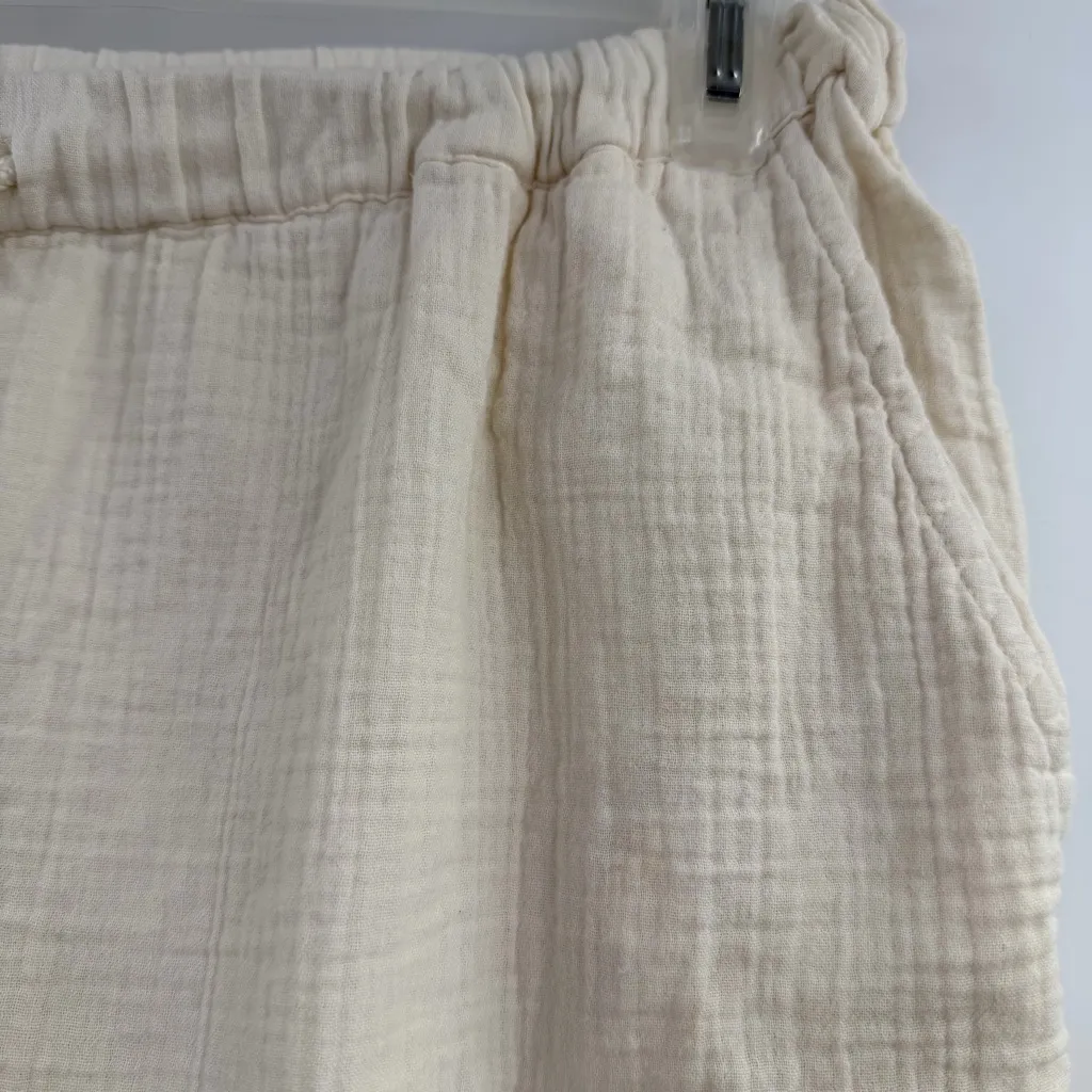 Quince 100% organic cotton gauze straight leg pants vintage cream size Large - Image 3