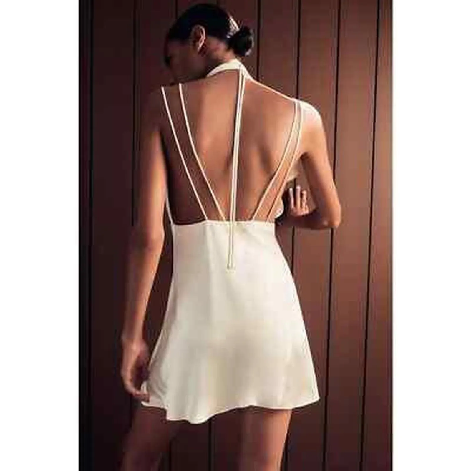 Zara white satin slip dress. Elegant, old money vibes. - Image 2