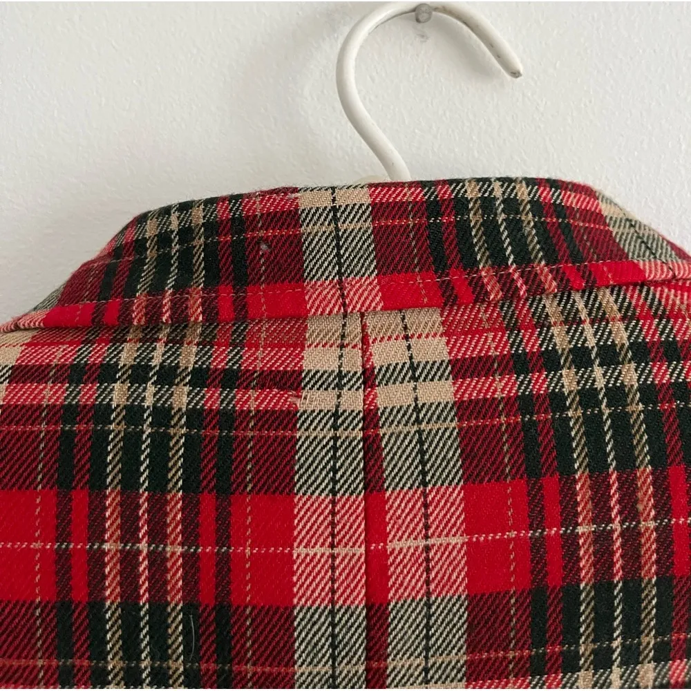 Vintage N Touch Plaid Wool Zip Up Jacket Red Size 14 - Image 6