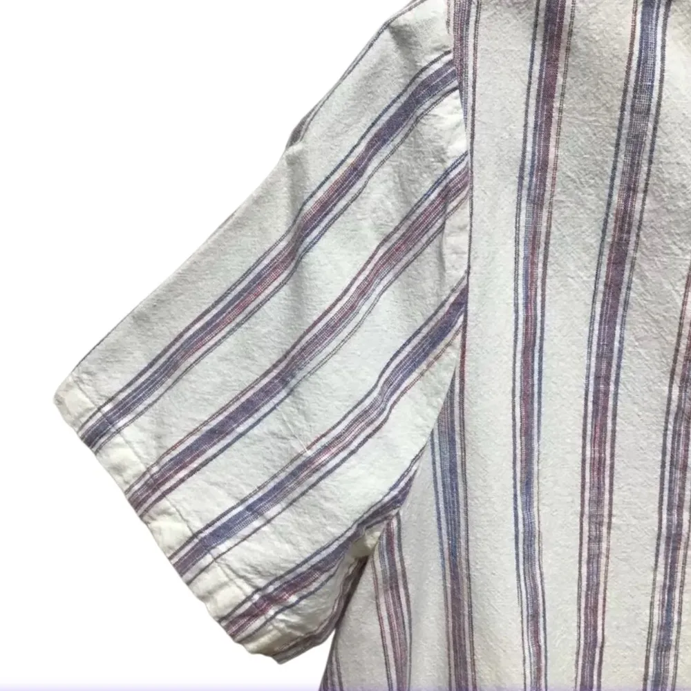 Madewell White and Gray Crop Tie-Front Button Down Shirt - Image 4