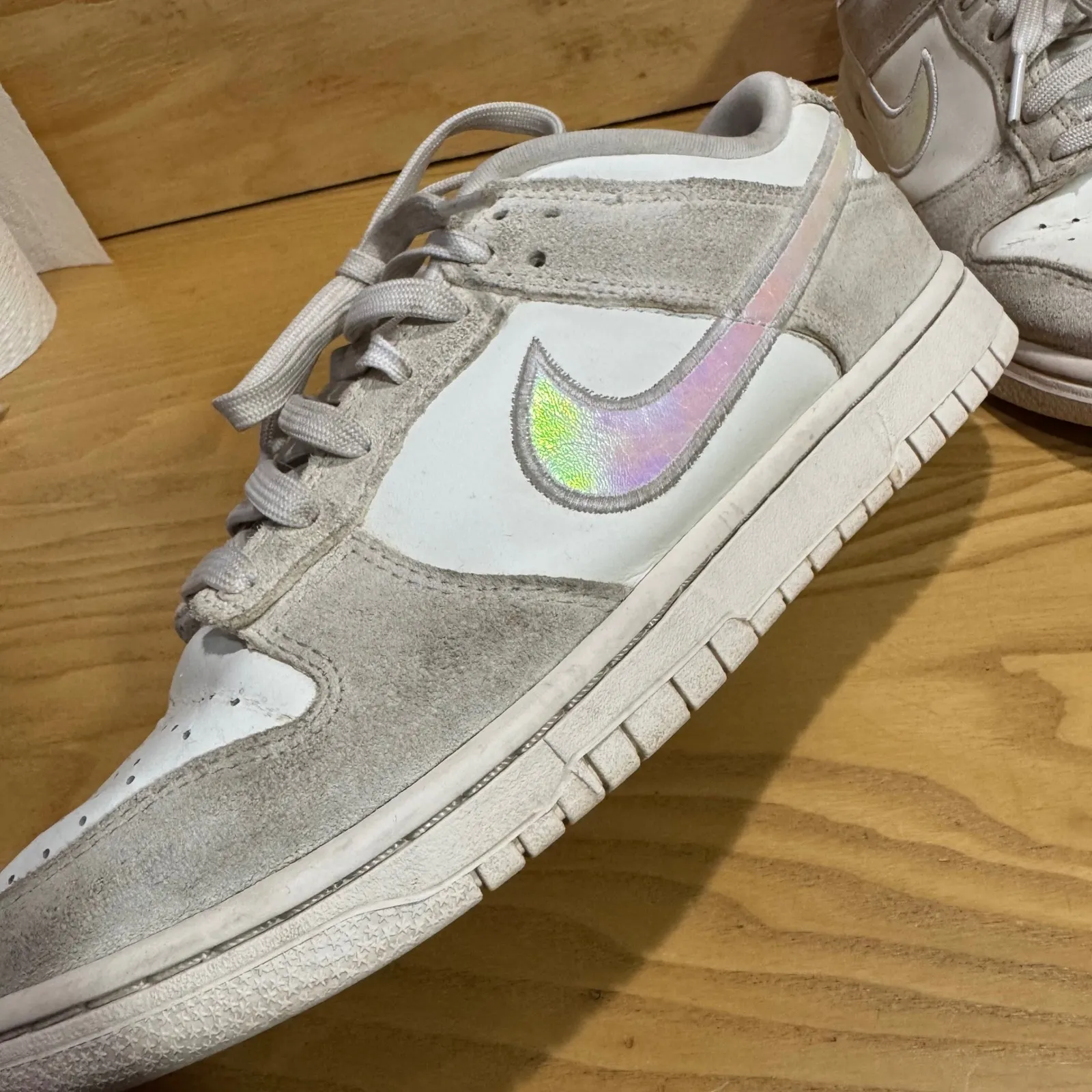 Nike White Dunk Low SE Sail Iridescent Pink Swoosh Women's Shoes 9.5 - Image 12