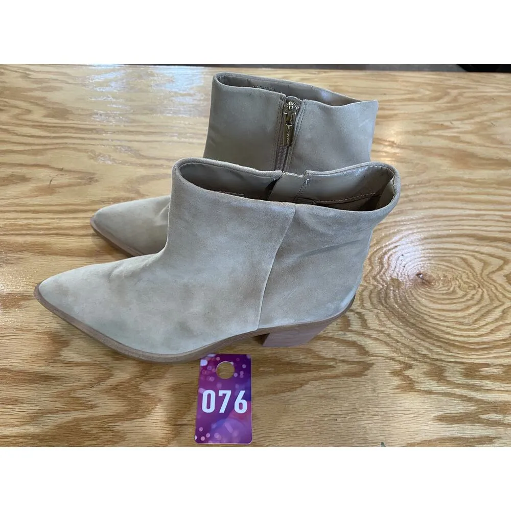 Vince Camuto Rinvalla Women's 11 M Beige Leather Side Zip Block Heel Ankle Boots - Image 4