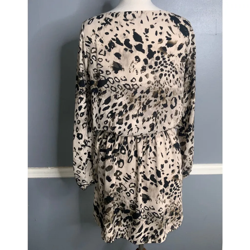 Vince Camuto Brown-Tan Animal Print Long Sleeve Mini Business Cocktail Dress XS - Image 4