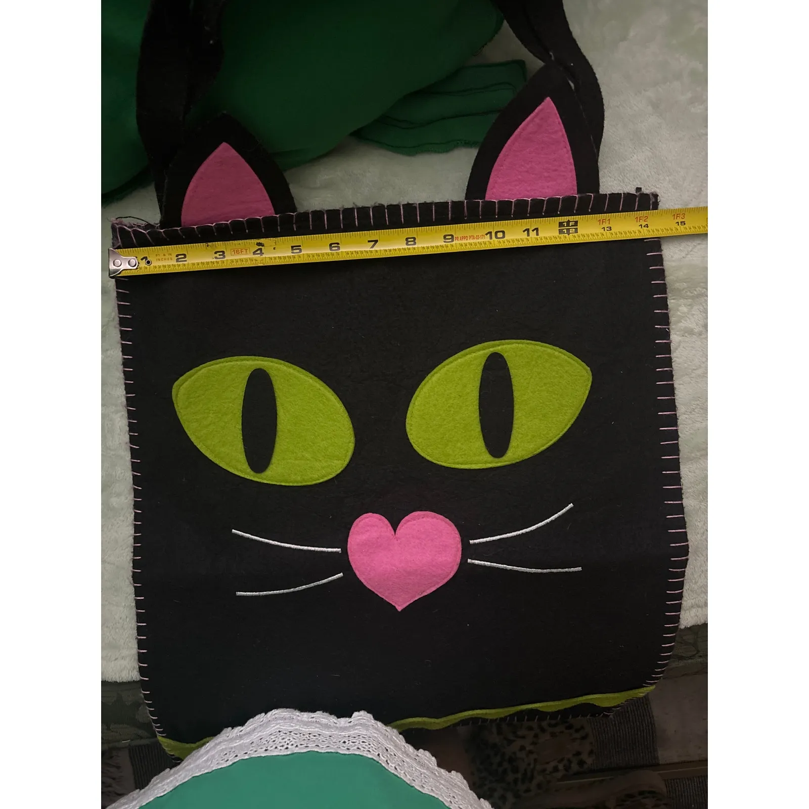 Happy Halloween Cat Eye Neon Tote Bag Carryall Seasonal Holiday Animal Whimsy Pink - Image 5