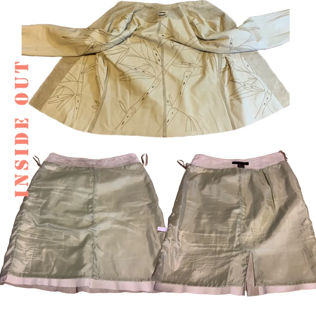 EXPRESS VINTAGE 1990'S TAUPE SUEDE SKIRT & JACKET SET (1/2) - Image 10