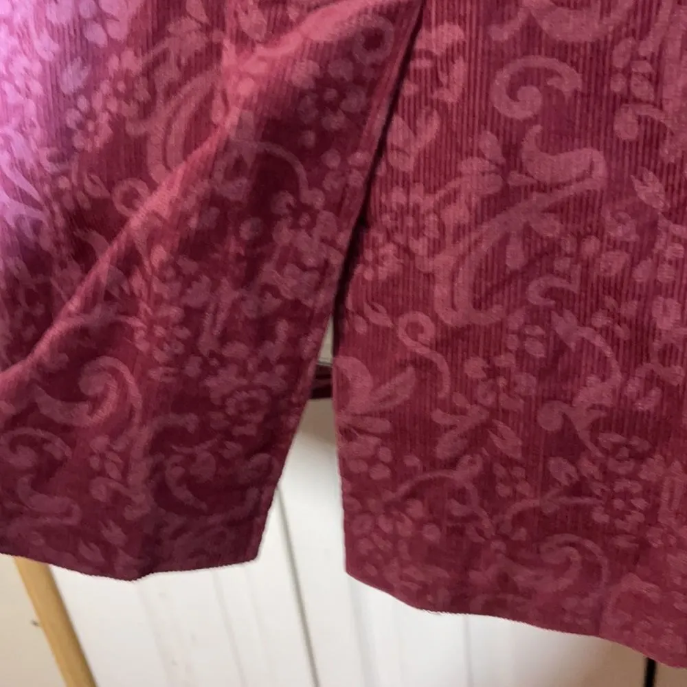 Denim & Co Long Purple Floral Corduroy Blazer XL - Image 14