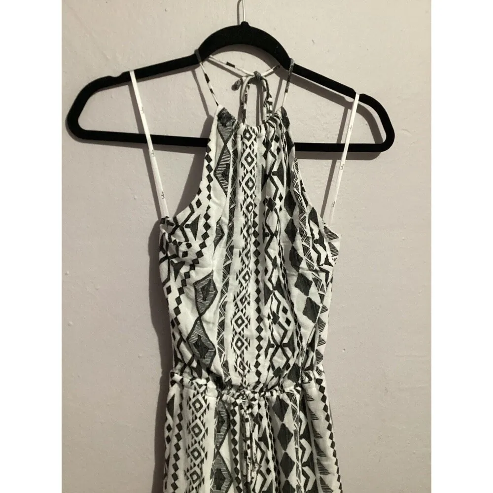 Lulu’s Sparrow White Tribal Print Sleeveless Cropped Wide Leg Jumpsuit XS - Image 4