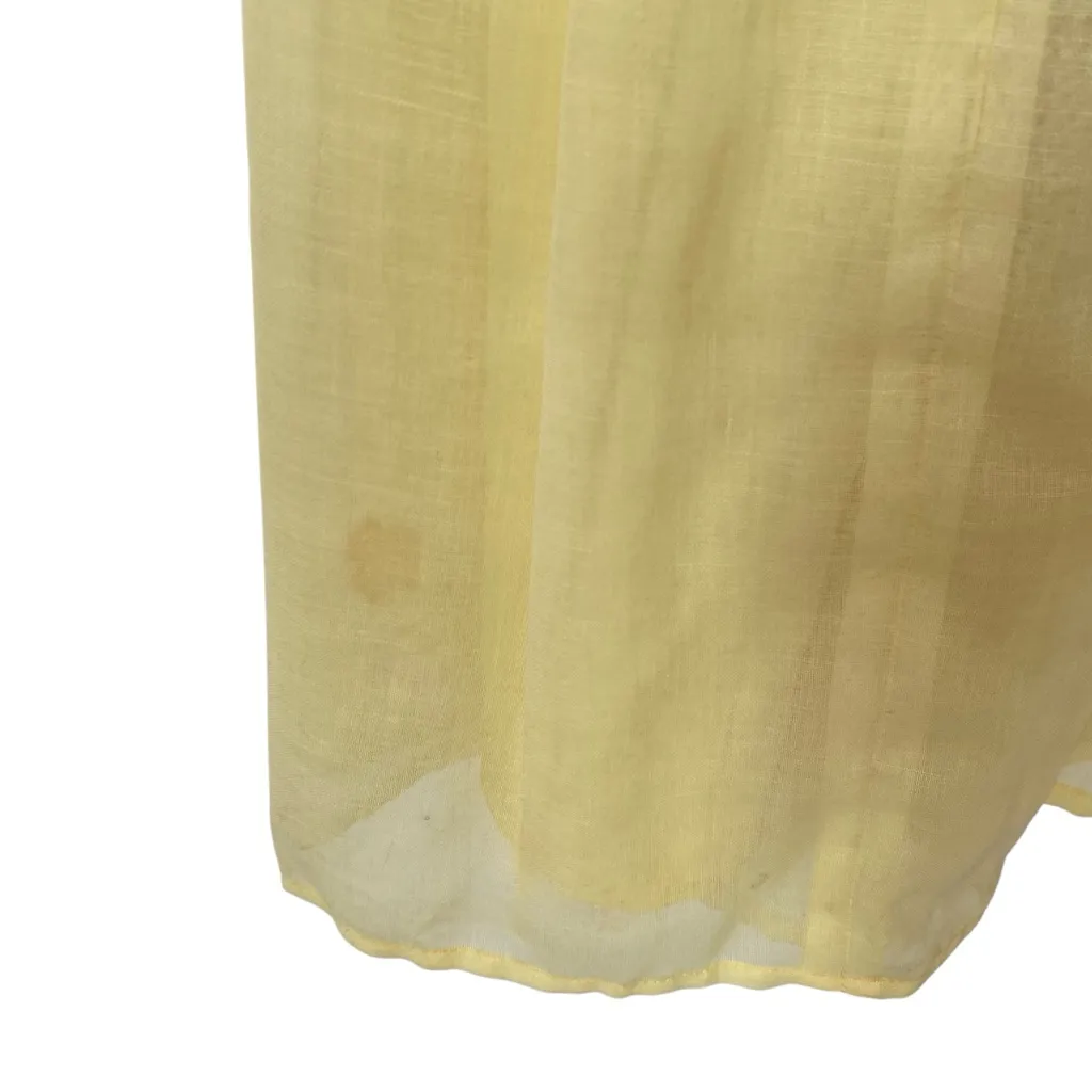 Vintage Handmade Boho Yellow White Lace Trim Ruffle Maxi Dress size small - Image 4