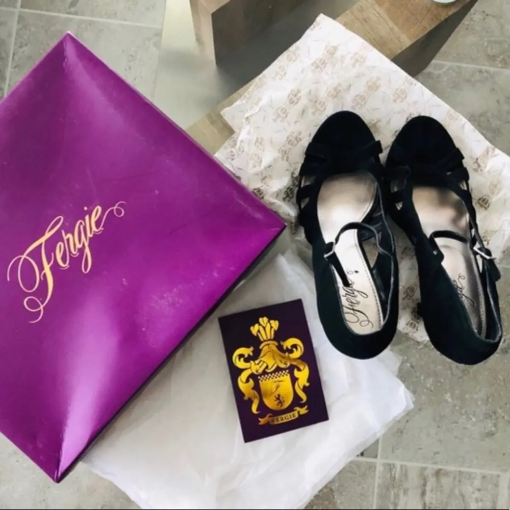 Fergie Black Suede Strappy Mary Jane Pumps Size 10M - Image 10